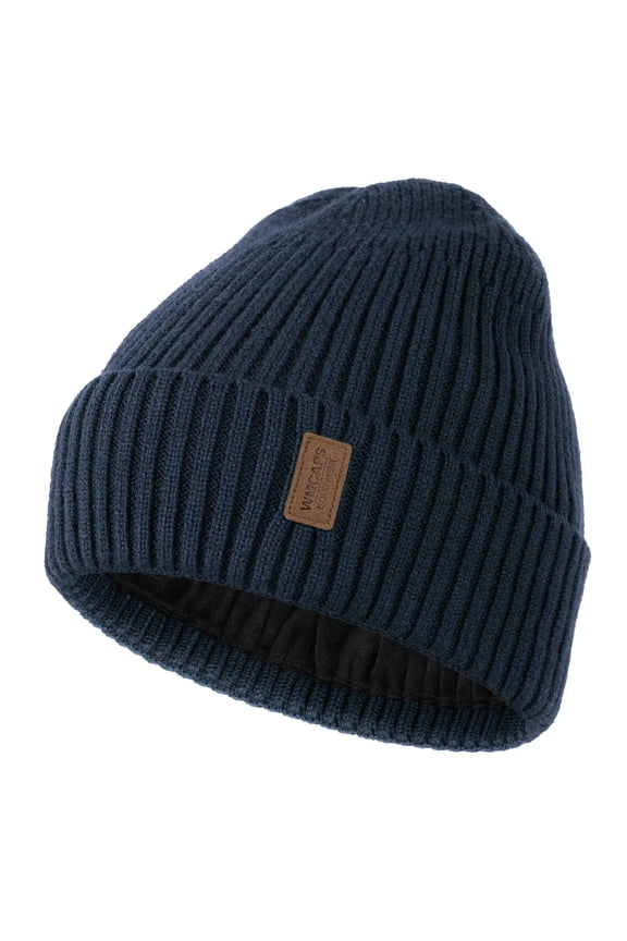 Warm Beanie Hats for Men Women, Fleece Lined Beanie Warm Winter Caps Unisex Fashion Knit Cuffed Cap(Navy Blue)