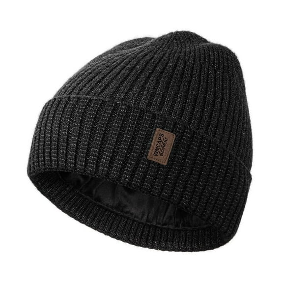 WMCAPS Warm Beanie Hats for Men Women, Fleece Lined Beanie Warm Winter Caps Unisex Fashion Knit Cuffed Cap(Slate Gray/Black)