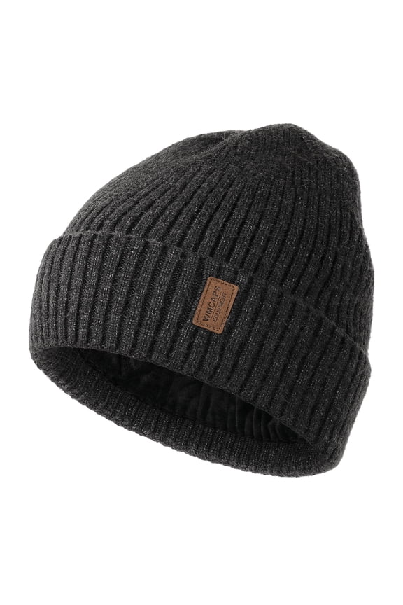 Warm Beanie Hats for Men Women, Fleece Lined Beanie Warm Winter Caps Unisex Fashion Knit Cuffed Cap(Slate Gray)