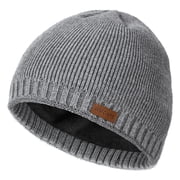 WMCAPS Warm Fleece Lined Beanie, Ski Stocking Skull Caps for Men Women, Unisex Thermal Knit Hat for WinterGray
