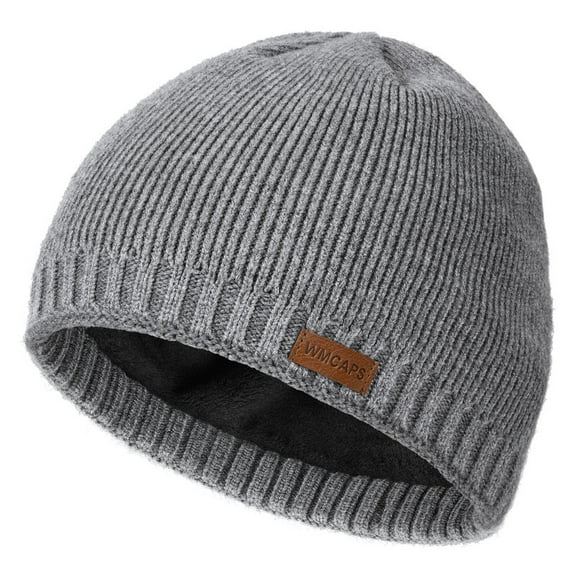 WMCAPS Warm Fleece Lined Beanie, Ski Stocking Skull Caps for Men Women, Unisex Thermal Knit Hat for Winter(Gray)