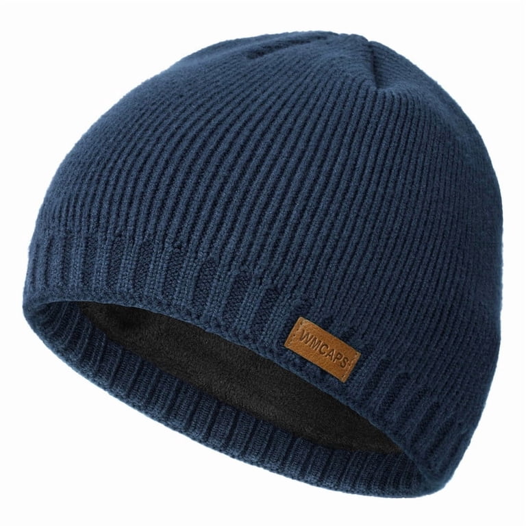 Wmcaps, Warm Fleece Lined Beanie, Navy Blue, Unisex Thermal  display picture 1