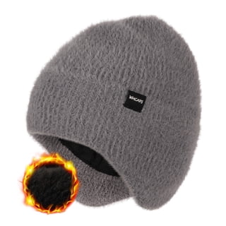 WMCAPS Warm Fleece Lined Beanie with Earflap, Thermal Knit Winter Hats for Men Women,Stocking Cap for Outdoor(Charcoal Gray)