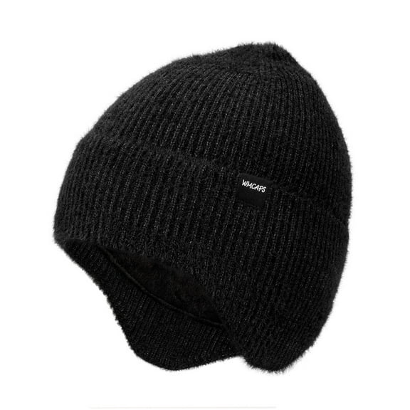 WMCAPS Warm Fleece Lined Beanie with Earflap, Thermal Knit Winter Hats for Men Women，Stocking Cap for Outdoor(Slate Gray)