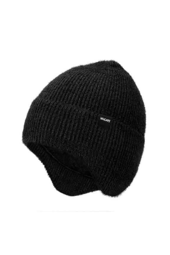 Warm Fleece Lined Beanie with Earflap, Thermal Knit Winter Hats for Men Women,Stocking Cap for Outdoor(Slate Gray)