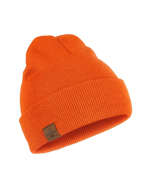 Winter Beanie Hat Acrylic Knit Hats for Men Women Soft Warm Unisex Cuffed Beanie(Orange)