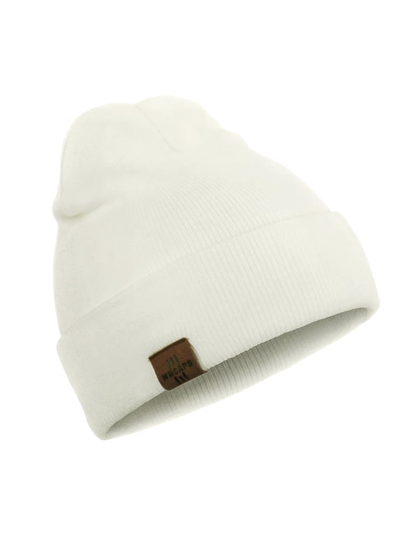 Winter Beanie Hat Acrylic Knit Hats for Men Women Soft Warm Unisex Cuffed Beanie(White)