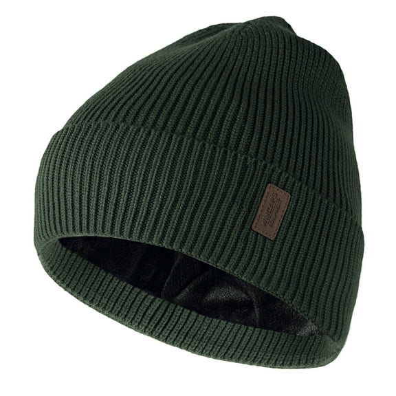 WMCAPS Winter Beanie for Men Women, Fleece Lined Beanie Soft Warm Knit Hat Ski Stocking Cuffed Cap(Army Green)