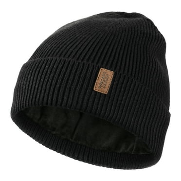 WMCAPS Winter Beanie Hats for Men Women, Fleece Lined Beanie Soft Warm Knit Hat Ski Stocking Cuffed Cap(Black)