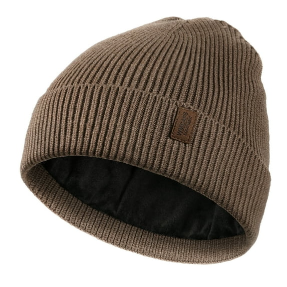 WMCAPS Winter Beanie for Men Women, Fleece Lined Beanie Soft Warm Knit Hat Ski Stocking Cuffed Cap(Brown)
