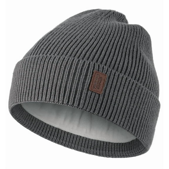 WMCAPS Winter Beanie for Men Women, Fleece Lined Beanie Soft Warm Knit Hat Ski Stocking Cuffed Cap(Charcoal Gray)