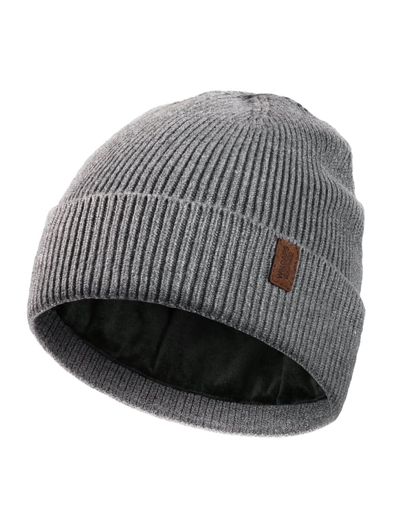 Winter Beanie for Men Women, Fleece Lined Beanie Soft Warm Knit Hat Ski Stocking Cuffed Cap(Gray)