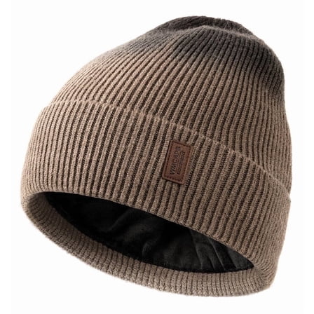 WMCAPS Winter Beanie for Men Women, Fleece Lined Beanie Soft Warm Knit Hat Ski Stocking Cuffed Cap(Tie Dye Brown)