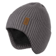 WMCAPS Winter Fleece Line Beanie with Earflap for Men Women, Unisex Warm Thermal Hat for Outdoor Ski Stocking Caps Charcoal Gray