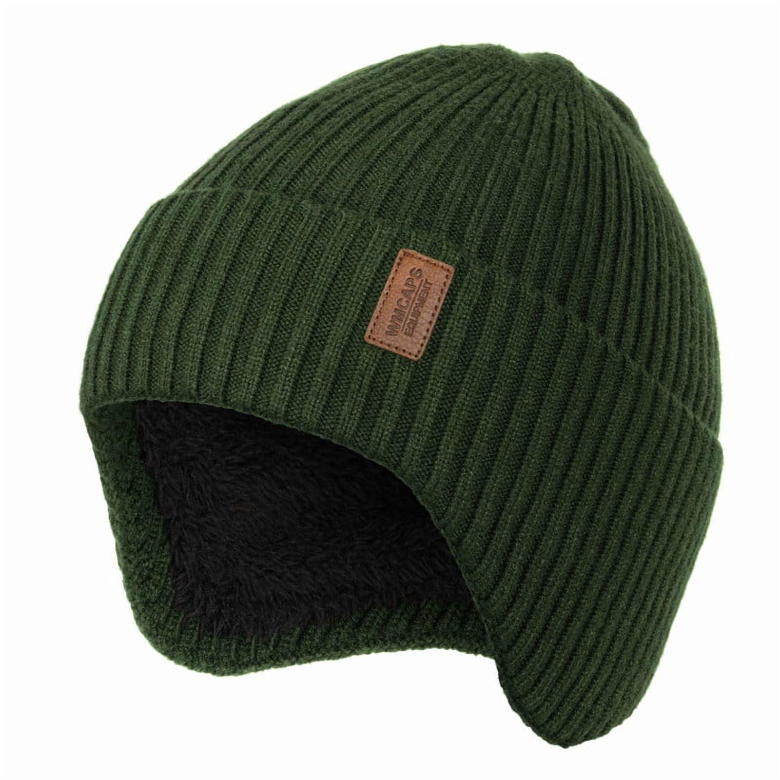Men & Women Maroon Beanie with Brim and Ear Flaps Fleece-Lined Hat Men & Women Brown Beanie with Brim and Ear Flaps Fleece  main image 2