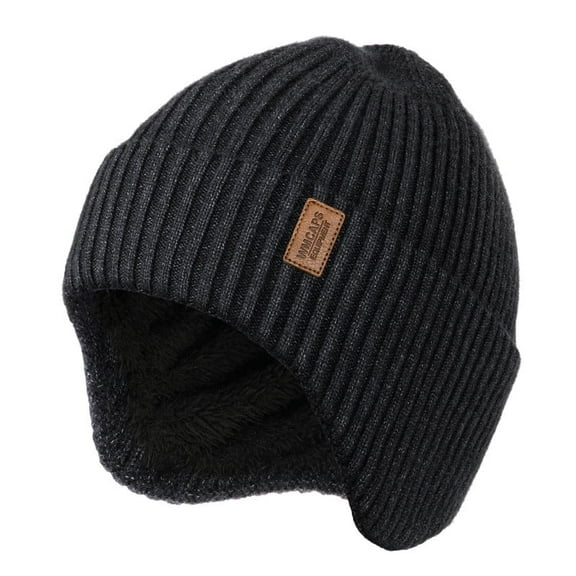 WMCAPS Winter Fleece Line Beanie with Earflap for Men Women, Unisex Warm Thermal Hat for Outdoor Ski Stocking Caps (Slategrey)