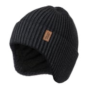 WMCAPS Winter Fleece Line Beanie with Earflap for Men Women, Unisex Warm Thermal Hat for Outdoor Ski Stocking Caps Slategrey
