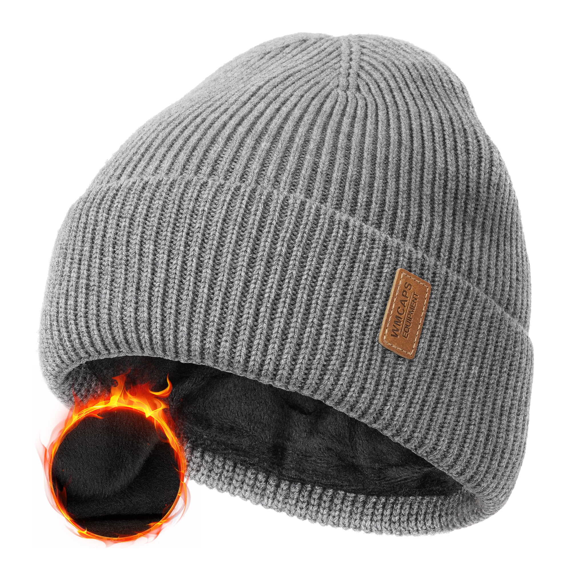 WMCAPS Wool Fleece Lined Beanie Winter Hat, Thermal Cap - Walmart.com