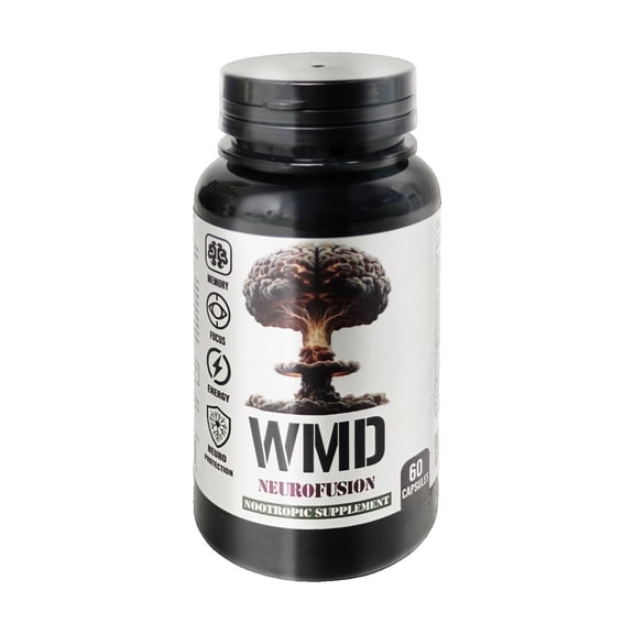 WMD NeuroFusion Nootropic Brain Supplement  Memory, Focus, Mental Clarity & Cognitive Support  Gluten Free, Non-GMO, Vegan, Adaptogen Formula  60 Capsules