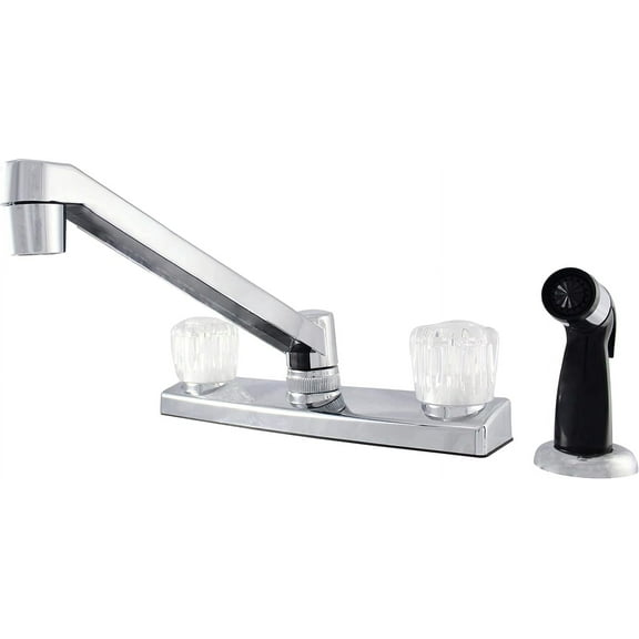 WMF 2-Handle 8-inch Centerset Kitchen Faucet with Black Side Spray, Chrome, for RV and Mobile Home