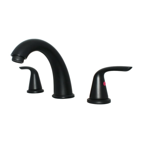 WMF 8 In. Widespread 2 Handle Stainless Steel Bathroom Faucets, High-Arc, 3 Hole Installation, Matte Black Finish with Matching Push Pop-Up Drain for Bathroom Sink