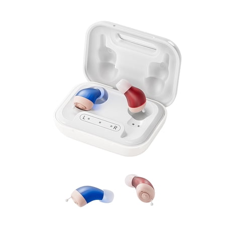 Hearing Aids for Seniors, Mini Rechargeable and Long-Lasting Invisable IN-THE-EAR Hearing Aids with Noise Cancelling, Customizable Listening Experience and Easy Control