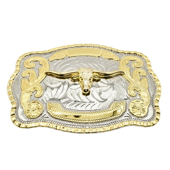 WMG Bull Head Cowboy Rodeo Western Large Longhorn Gold Tone Fashion Belt Buckles