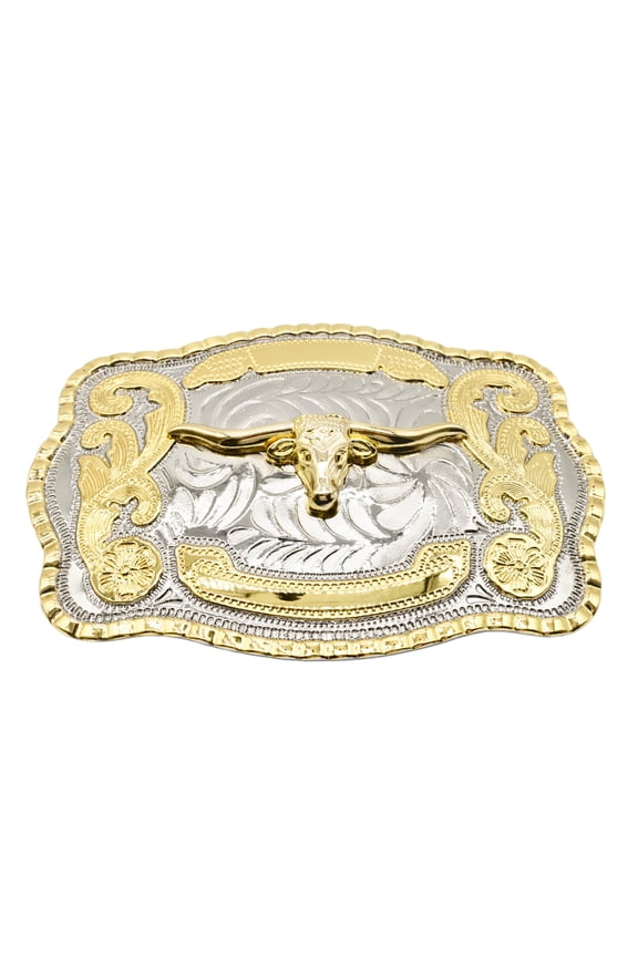 Bull Head Cowboy Rodeo Western Large Longhorn Gold Tone Fashion Belt Buckles