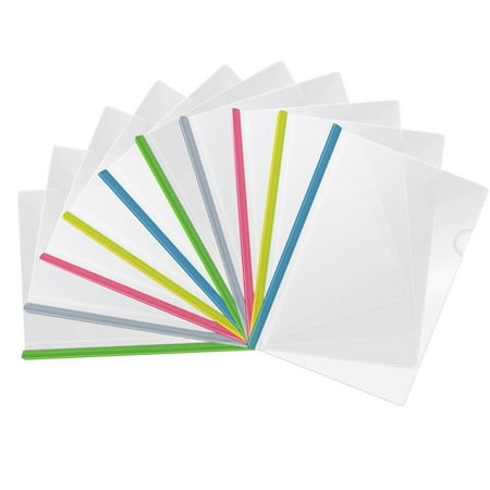 WMGHA 10 Pcs Clear Report Covers with Sliding Bar, 40 Sheet Capacity Plastic Transparent Resume Presentation File Folders Organizer Binder, for Letter/A4 Size Paper, 5 Colors