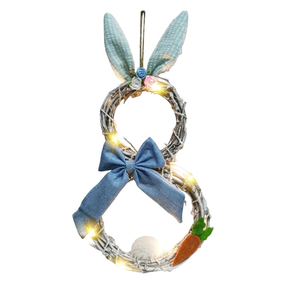 WMGHA 19 Inch Easter Wreath for Front Door Rabbit Wreath with Easter Decorations Artificial Bunny Wreath with Pastel Eggs and Mixed Twigs for Wall Window Home Decor