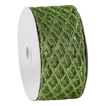 WMGHA 2.5 Inch Glitter Mesh Wired Ribbon For Christmas Tree Decor, Wrapping Crafts Bows Wreaths Garland Making, Tree Topper Holiday Decor 10 Yards Bulk Roll