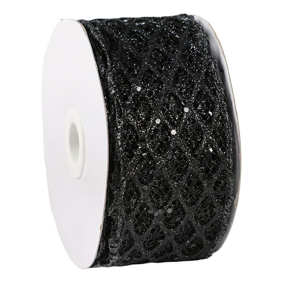 WMGHA 2.5 Inch Glitter Mesh Wired Ribbon For Christmas Tree Decor, Wrapping Crafts Bows Wreaths Garland Making, Tree Topper Holiday Decor 10 Yards Bulk Roll