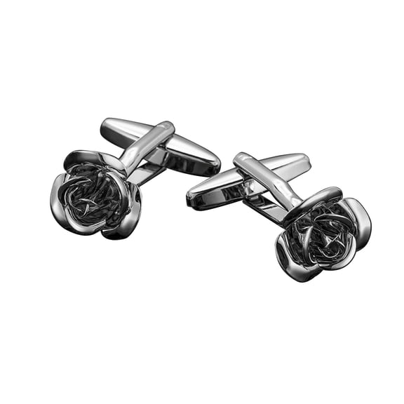 WMGHA 2 PCS Rose Flower Gold Plated Cufflinks for Men and Women, Classic Copper French Cuff Tuxedo Shirt Buttons for Wedding Business Formal Attire