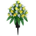 thumbnail image 1 of WMGHA 25 inch Artificial Headstone Flower Saddles for Graves, Cemetery Memorial Flowers for Outdoor Tombstone Decorations, Grave Flowers for Grave Vase Cemetery Flower Arrangements,16 Heads, 1 of 9