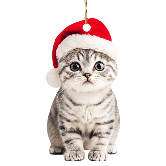 WMGHA 2D Realistic Cat Christmas Ornament Acrylic Lifelike Decor - Memorial Keepsake for Cat Lovers, Personalized Pet Gift for Women & Men for Xmas Tree Decorating