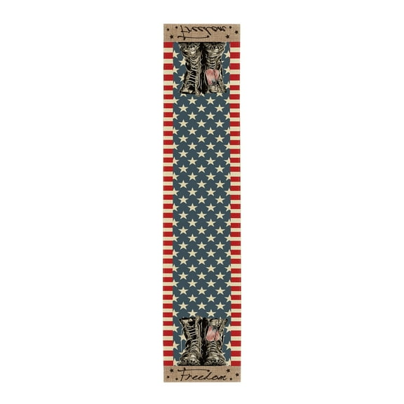 WMGHA 4th of July Table Runner Decorations - American USA Flag Day Theme Stars Red Stripe Table Runners for Dinning Table,Holiday Farmhouse Dinner Kitchen Decoration-13x70 Inch