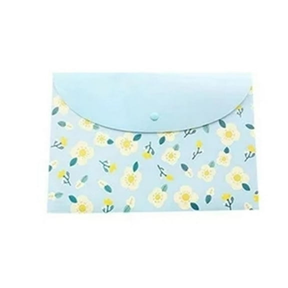 WMGHA A4 Floral Plastic Document Folder - Waterproof File Organizer with Button Closure for Office/Home Paper Storage (Green Botanical Design)