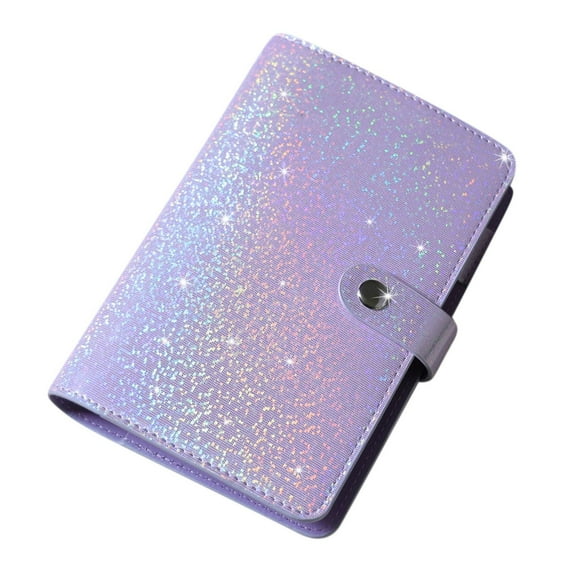 WMGHA A6 PU Leather Savings Binder with Zipper Envelopes,12Pcs Expense Budget Sheets & 2 Types of Sticker Labels, Bill Money Organizer for Cash Saving Budget System Wallet,Glitter Cover