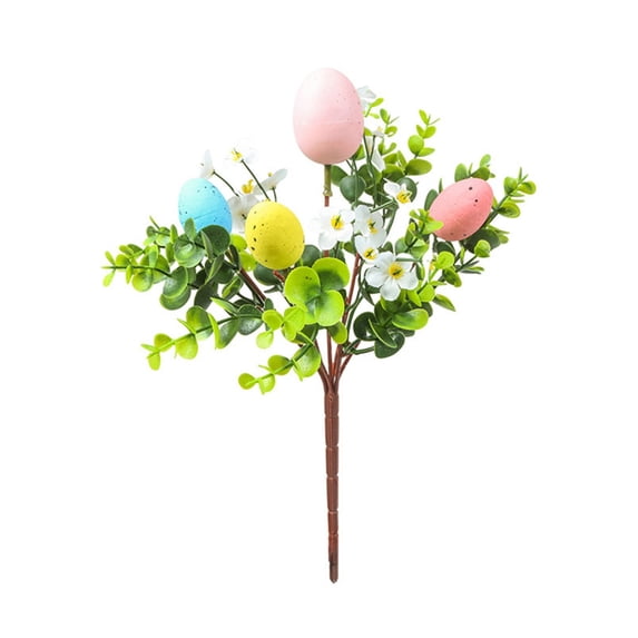 WMGHA Artificial Easter Egg Stem Bouquet, Plastic Floral Picks for Spring Centerpieces, Pastel Easter Table Decor, Reusable Faux Flower Arrangement, DIY Easter Wreath Supplies