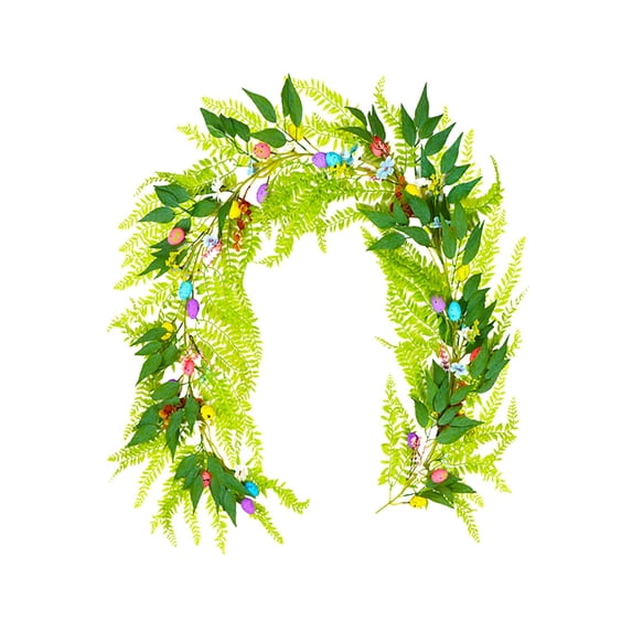 WMGHA Artificial Hanging Egg & Greenery Vines – Easter Wall Decor for Wedding/Farmhouse, Spring Mantle Swag, Durable Indoor Festive Garland, Easter Decor