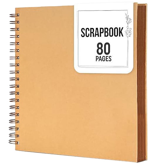 WMGHA Brown Kraft Paper Scrapbook Album –80 Pages Thick Kraft Paper Memory Book for Wedding and Anniversary Family, Art Journaling & Craft Projects, Acid-Free Thick Pages (8x8 inch)