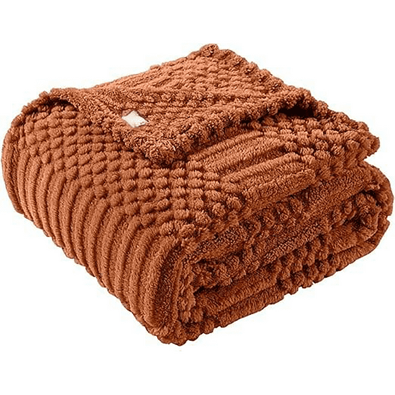 WMGHA Brown Throw Blanket Fuzzy 3D Jacquard Decorative Flannel Fleece Super Soft Plush Cozy Blanket for Couch Sofa Chair Lightweight,Nap Blanket Soft Throw For Comfortable Rest, 3 Sizes