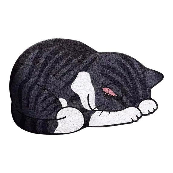 WMGHA Cat Rug - Decorative Cat Door Mat with Sleeping Tabby Cat Design - Floor Carpet for Front Door,Bathroom Entry,Living Room,Hand-Hooked Polyester Material,Non-Slip Bottom - 24x15.75 inches