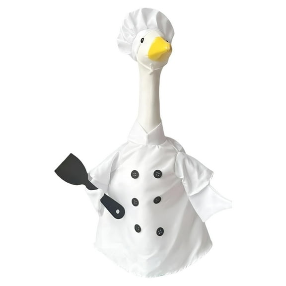 WMGHA Chef Goose Outfit, Fits Large 23" H Statue,Chef Goose Outfit Costume Yard Lawn Porch Clothes for Plastic Goose Outdoor Patio Art Decoration,Spring Easter Patio Decor