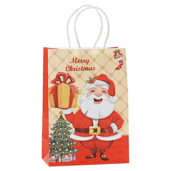 WMGHA Christmas Bags Small Size Paper Gift Bags With Handle For Holiday Party Favor, Christmas Eve Presents Packaging, Xmas Decoration Supplies For Candy Cookies Treats | 8.3 x 6 inch