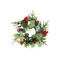 thumbnail image 1 of WMGHA Christmas Candle Rings Wreath Norfolk Pine Garland Red Berry Pinecones Wreaths Artificial Berries Snowy Pine Garland Candle Ring Holder for Christmas Wedding Home Table Centerpiece, 1 of 3