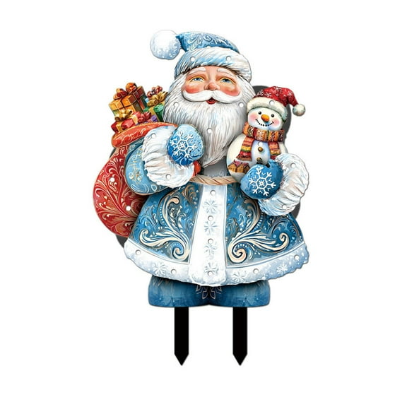 WMGHA Christmas Garden Decorations Outdoor with Stakes, Lighted Holiday Yard Signs for Patio Walkway, Xmas Tree Seasonal Festival Decoration Props, Indoor Outdoor LED Decor(Santa Claus)