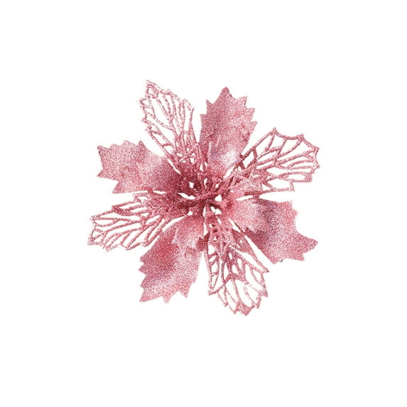 WMGHA Christmas Glitter Poinsettia Artificial Flowers Christmas Tree Ornaments with Clips for Xmas Wreath Centerpieces Wedding Party Floral Decorations