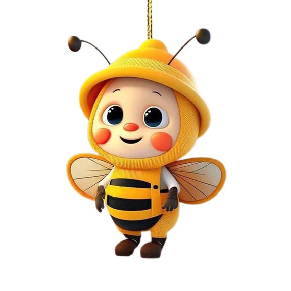 WMGHA Christmas Ornaments Cute Bee Tree Decorations, Holiday Tree Decorations, Festive Ornaments, Xmas Party Supplies, 2D Acrylic Christmas Festival Bee Sign Art Crafts Home Hanging Decor‌