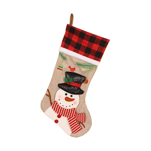 WMGHA Christmas Stockings - 19" Christmas Stocking Deer Gnome Santa Snowman Burlap Plaid Xmas Stocking Holiday Christmas Decor Gifts for Family Kids,Festive Fireplace and Gift-Giving Occasions